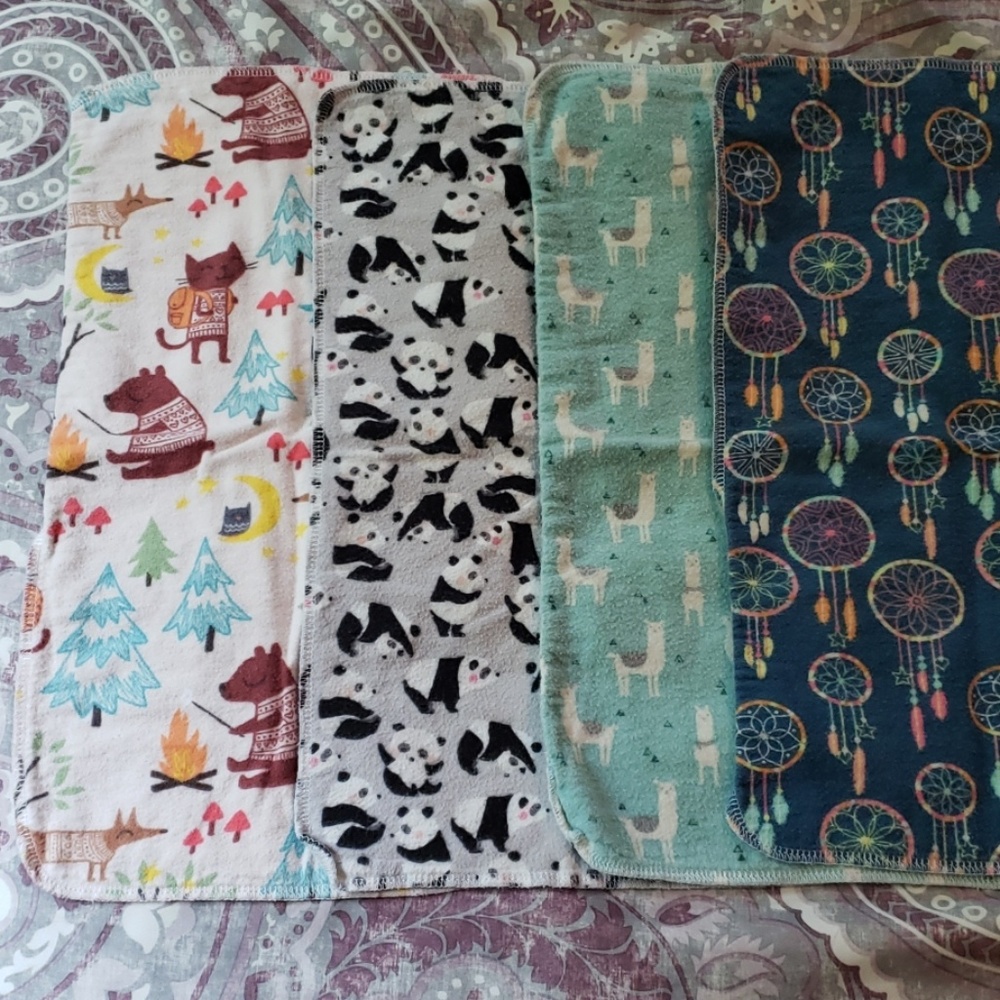Lot of 4 handmade burp cloths